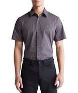 Calvin Klein Short Sleeve Dress Shirt Mens Small Gray Shadow Stretch Sli... - $41.14 CAD