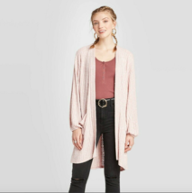Sweater Cardigan Xhilaration Size S Women&#39;s Blush Long Sleeve Lace Trim Knit - £12.60 GBP