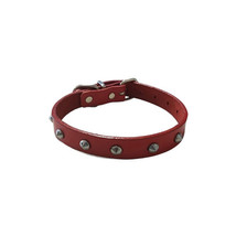 Leather Studded Collar (Red) - 35cm - $19.48