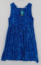 HIBISCUS COLLECTION TINA&#39;S CREATION BLUE DRESS SZ M SLEEVELESS BATIK HAW... - $29.99