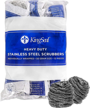 Kingseal Stainless Steel Scrubbers, Scrub Pads, Heavy Duty, 50 Gram Weight, Indi - £12.94 GBP