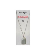 Moss Agate Gemstone Necklace 18&quot; SP Chain - £9.59 GBP