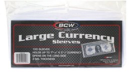 BCW Currency Sleeves - Large Bill, 100 pack - $9.99