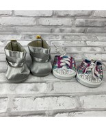 Build A Bear BAB Shoes Sneakers Silver Boots Lot of 2 Rhinestone Peace F... - £14.11 GBP