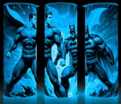 Glow in the Dark Superman and Batman Superhero Cup Mug  Tumbler 20oz - £18.16 GBP