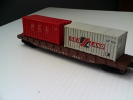 Vintage 1980s HO Scale Lima Pennsylvania Flat Car with 2 Containers 7&quot; Long - £14.81 GBP