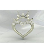 Diamond Stone Heart Shape 925 Sterling Silver Handmade Modern Pendant Je... - $54.60 CAD+