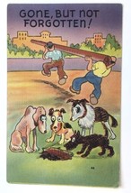 Dogs Can&#39;t Find Phone Pole, Gone But Not Forgotten Comic c1943 Linen Pos... - £7.99 GBP