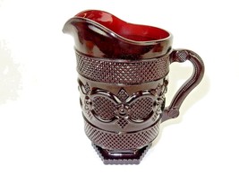 Footed Water Pitcher, Hex Base AVON 1876 Cape Cod Collection, Cranberry, 1987 - $29.35