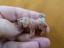 (Y-DOG-LL-29) red gray Lhasa Apso DOG small stone carving SOAPSTONE lap ... - £6.75 GBP