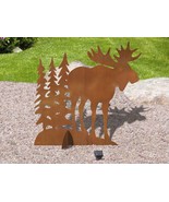 36in Tall Moose And Trees Lodge Decor Theme Rust Metal Yard Art Lawn Scu... - $408.94 CAD