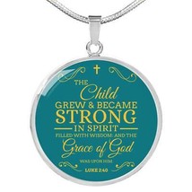 The Child Grew In Spirit Circle Necklace Stainless Steel or 18k Gold 18-22&quot; - £33.38 GBP+