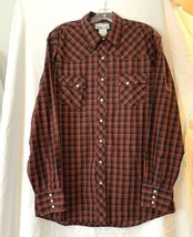 Wrangler Western Shirt Mens XL Red Black Plaid Long Sleeve - £15.43 GBP