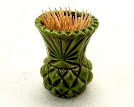 Porcelain Pineapple Toothpick Holder, Avocado Green, Vintage Tableware, ... - $9.75