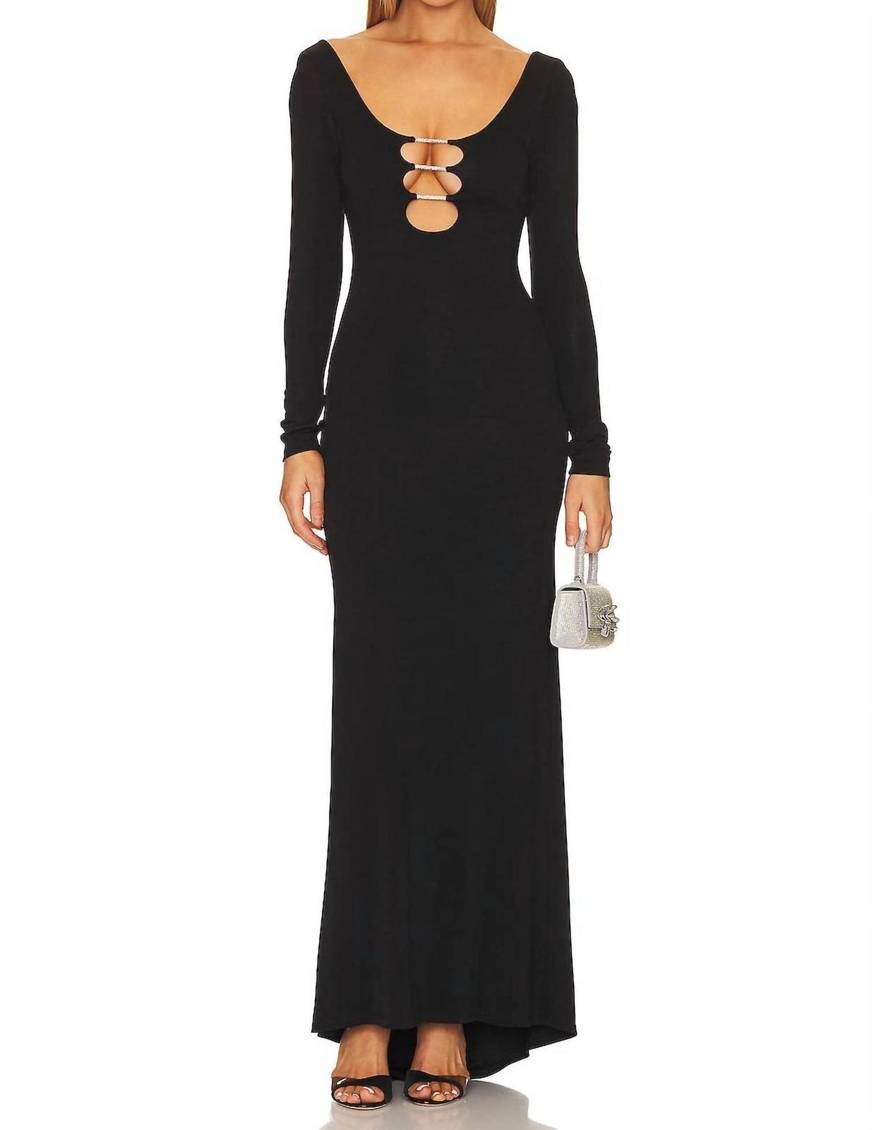 Alice + Olivia Kalena Plunge Crystal Jersey Cut Out Maxi Dress Size 4 - $286.11