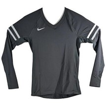 Womens XL Long Sleeve Tight Workout Shirt Nike Crossfit Gray 2 Stripes - £22.44 GBP