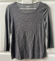 Old Navy Top  Womens Xtra Small XS Dark Gray  Lace Front Long Sleeved - £5.51 GBP