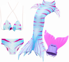 4PCS/Set Colorful Swimmable Mermaid Tail With Monofin Girl Swimwear Costume - £30.36 GBP