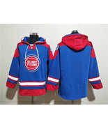Men&#39;s Detroit Pistons Blank Blue Red Lace-Up Pullover Hoodie - €64,81 EUR