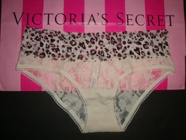 New Victoria&#39;s Secret Floral Lace Hiphugger Panty Nude Leopard Animal Size S - $10.88