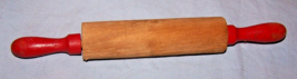 Vintage Child&#39;s Red Handled Wooden Rolling Pin-7 1/2 inches long - £5.77 GBP