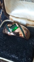 Vintage 1990-s 14 Ct Rolled Gold Emerald Ring Size UK R US 8  1/2 - Hall... - £65.10 GBP