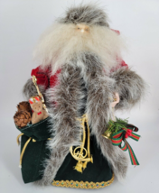 Christmas Decor Santa Tree Topper Made In 90s 11&quot; Red Coat with Faux Fur - £11.07 GBP