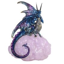 Blue Dragon on Purple Cloud Figurine 6.25 Inches High - $34.98