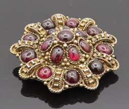 925 Silver - Vintage Victorian Bohemian Golden Ropework Brooch Pin - BP10356 - $164.23