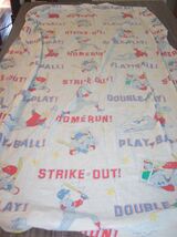 Vintage BASEBALL Players Homerun Strike Out Double Twin Size Fitted Shee... - $19.80