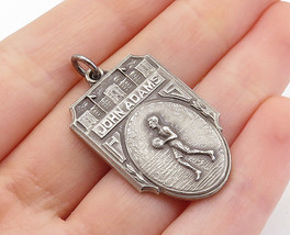 925 Sterling Silver - Vintage Oxidized John Adams 1941 Sports Pendant - PT4788 - £43.09 GBP