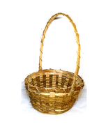 Tall Hoop Handle &quot;Semi-Round&quot; Woven Wicker/Strands Rattan Basket - Beaut... - $12.03 CAD