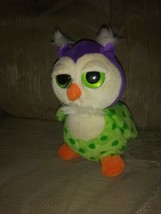 Russ Lil Peepers Owl Plush 9&quot; Green Purple Spotted Beanbag Stuffed Animal... - £14.20 GBP