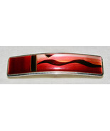 VINTAGE RED &amp; BLACK MODERN GRAPHIC DESIGN ON SILVER-TONE METAL HAIR BARR... - $93.69 MXN