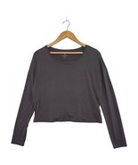 Athleta Top Womens Small Gray Split Back Round Neck Lightweight Athletic... - $27.06 CAD