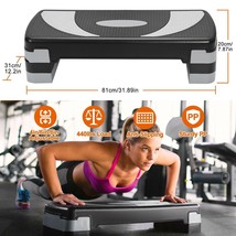 32&quot; Fitness Aerobic Step Adjustable 4&quot; - 6&quot; - 8&quot; Exercise Stepper with Risers - £65.52 GBP