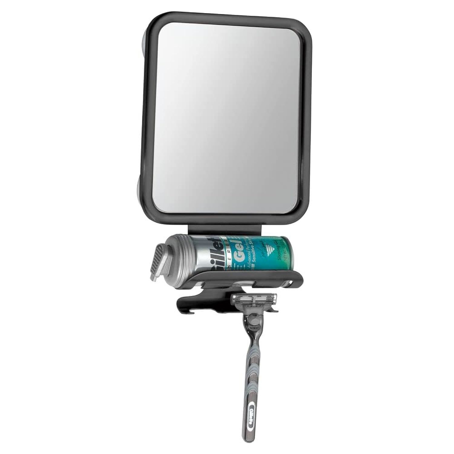 mDesign Large Modern Metal Suction Shaving Mirror Center for Bathroom Showers an - $42.99