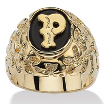 14K Gold Onyx Letter P Initial Nugget Ring Size Gp 8 9 10 11 12 13 - £79.92 GBP