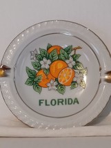 Vintage Florida Souvenir 4&quot; Ashtray Porcelain Oranges Blossom Tobacciana Gift - £7.60 GBP