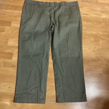 Dickies 874 Original Fit Work Pants Mens 36x26 Green Chino Flat Front - $12.38