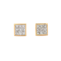 18K Solid Gold Square Diamond Studs - £964.09 GBP