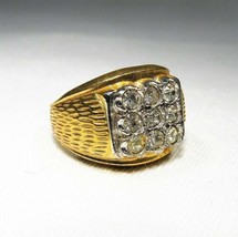 Vintage Mens 18K HGE Rhinestone Ring Size 7 C3074 - £26.99 GBP