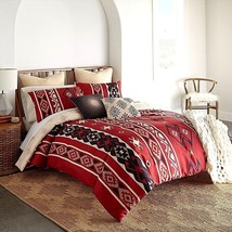 Donna Sharp Mesa Comforter 3- Pc Set Southwestern Lodge Reversible Red Black New - £68.92 GBP+