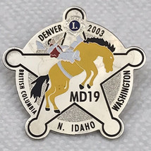 Lions Club MD19 Bucking Bronco Denver Idaho BC Washington Vintage Pin - $12.95