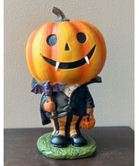 Cute Standing Pumpkin Halloween Decor Tabletop New Dracula Teeth - £35.23 GBP