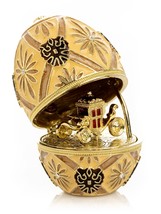 Keren Kopal Gold Egg  with carriage Trinket Box Handmade with Austrian C... - $2,281.53 MXN