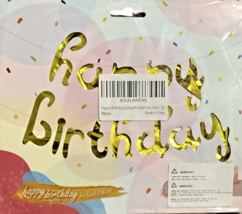 Happy Birthday Cursive Gold Foil Letter Balloon AIR Filled Balloon Banner Decor image 2