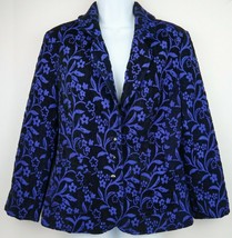 Floral Blue / Black Suit Silk Formal and Casual Blazer w/ Pocket Slit Si... - £34.59 GBP