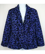 Floral Blue / Black Suit Silk Formal and Casual Blazer w/ Pocket Slit Si... - £34.65 GBP