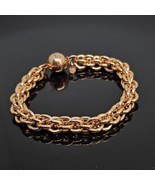 Bronze Milor Italy Link Chain Bracelet w Magnetic Clasp 7.8&quot; Rose Gold Tone - £23.45 GBP